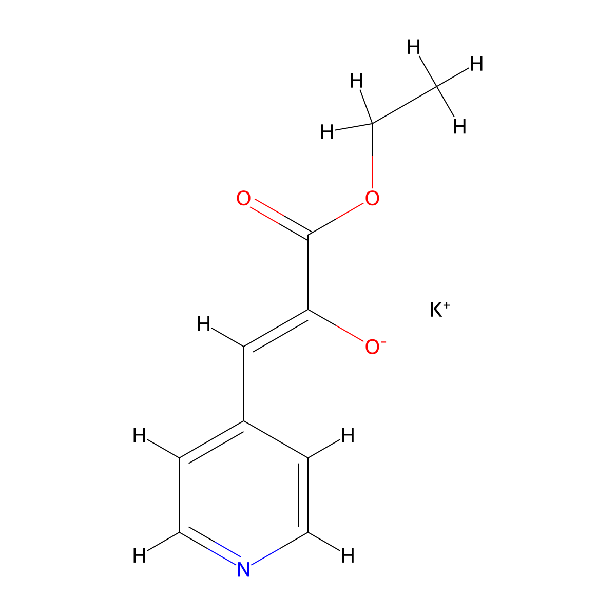 Potassium 3-ethoxy-3-oxo-1-(pyridin-4-yl)prop-1-en-2-olate molecular structure, CAS 1311319-53-5