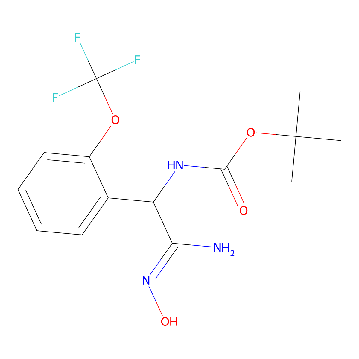 tert-butyl N-[(N'-hydroxycarbamimidoyl)[2-(trifluoromethoxy)phenyl]methyl]carbamate molecular structure, CAS 1311319-55-7