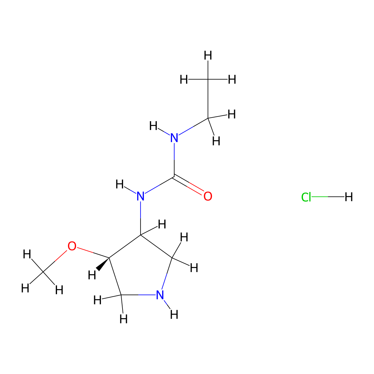 3-ethyl-1-[(4S)-4-methoxypyrrolidin-3-yl]urea hydrochloride molecular structure, CAS 1311320-83-8