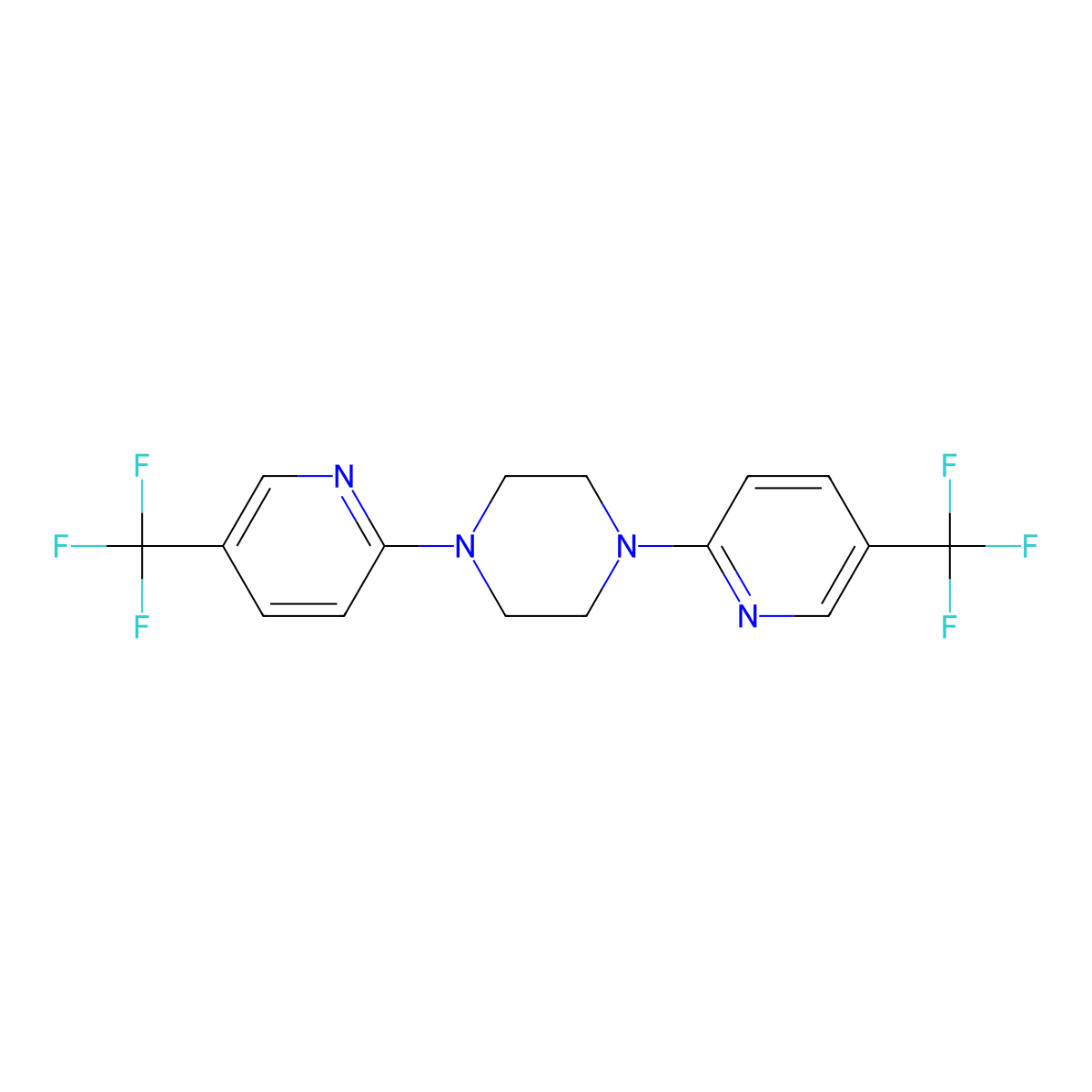 1,4-Bis[5-(trifluoromethyl)pyridin-2-yl]piperazine molecular structure, CAS 131136-84-0