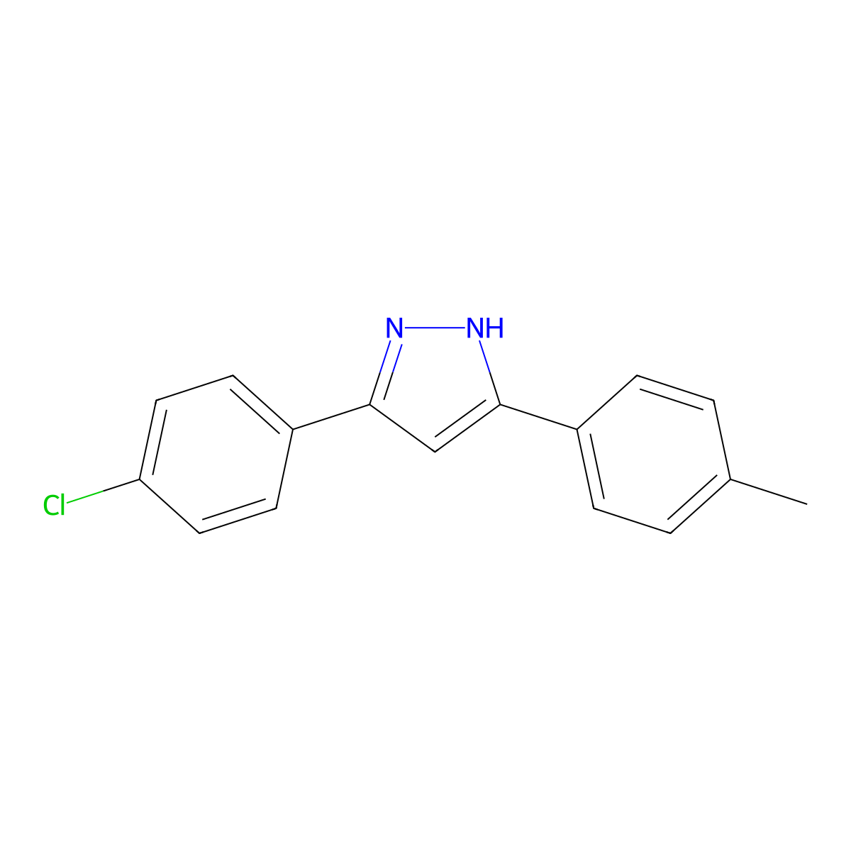 3-(4-Chlorophenyl)-5-(p-tolyl)-1H-pyrazole molecular structure, CAS 131138-54-0