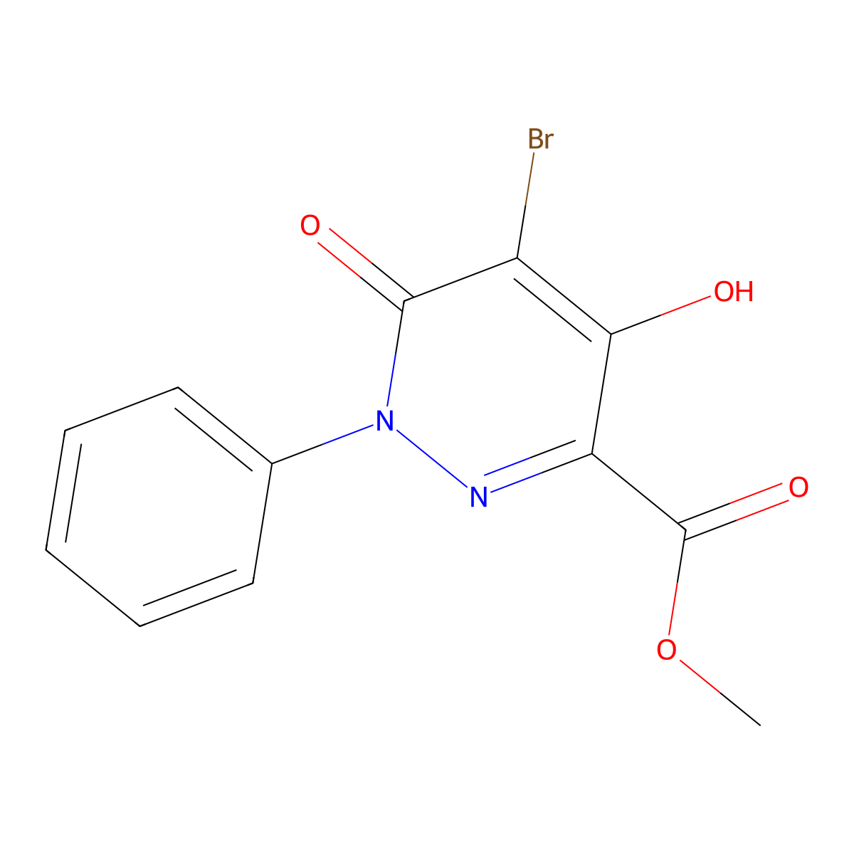 Methyl 5-bromo-4-hydroxy-6-oxo-1-phenyl-1,6-dihydropyridazine-3-carboxylate molecular structure, CAS 131140-57-3