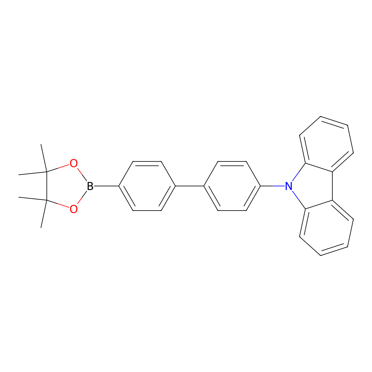 9-(4'-(4,4,5,5-tetramethyl-1,3,2-dioxaborolan-2-yl)-[1,1'-biphenyl]-4-yl)-9H-carbazole molecular structure, CAS 1311408-02-2
