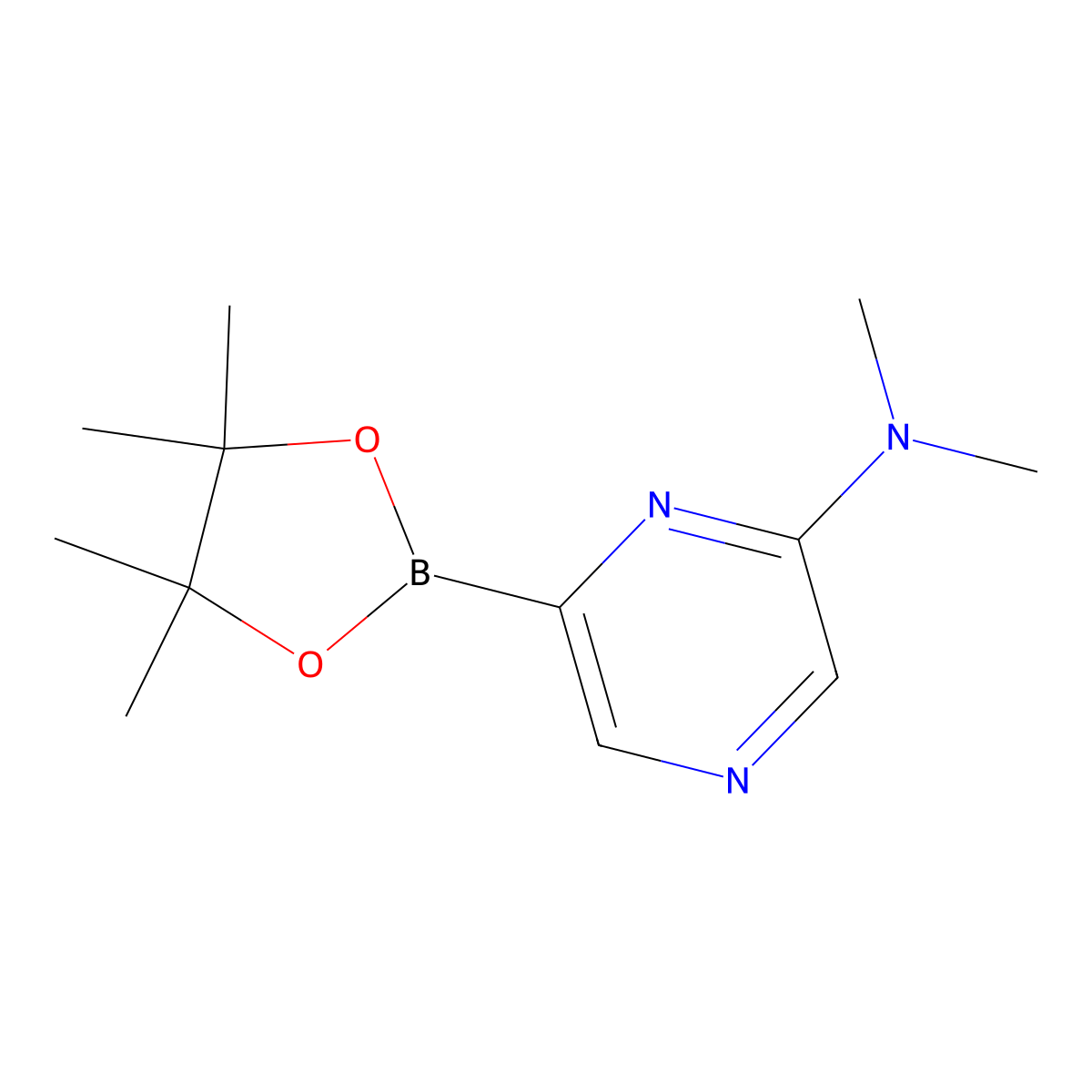 N,N-Dimethyl-6-(4,4,5,5-tetramethyl-1,3,2-dioxaborolan-2-YL)pyrazin-2-amine molecular structure, CAS 1311412-96-0