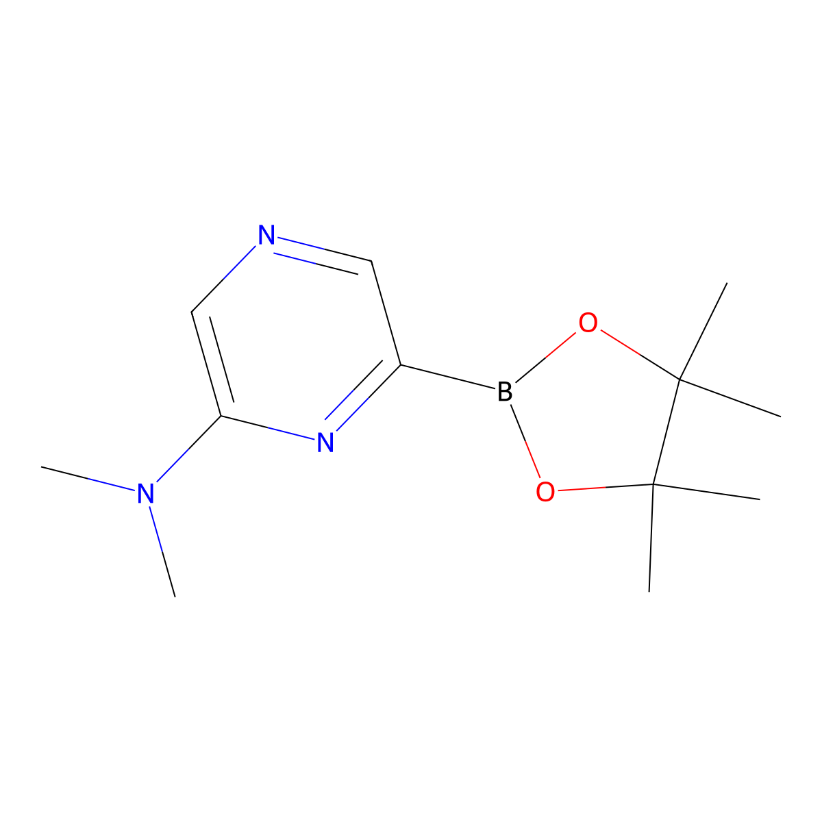 N,N-Dimethyl-6-(4,4,5,5-tetramethyl-1,3,2-dioxaborolan-2-YL)pyrazin-2-amine molecular structure, CAS 1311412-96-0