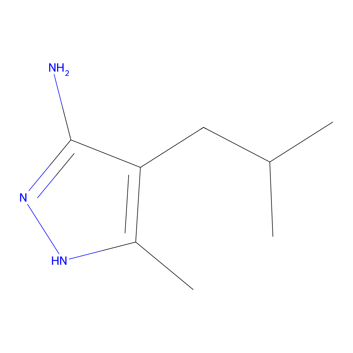 3-methyl-4-(2-methylpropyl)-1H-pyrazol-5-amine molecular structure, CAS 1311416-79-1