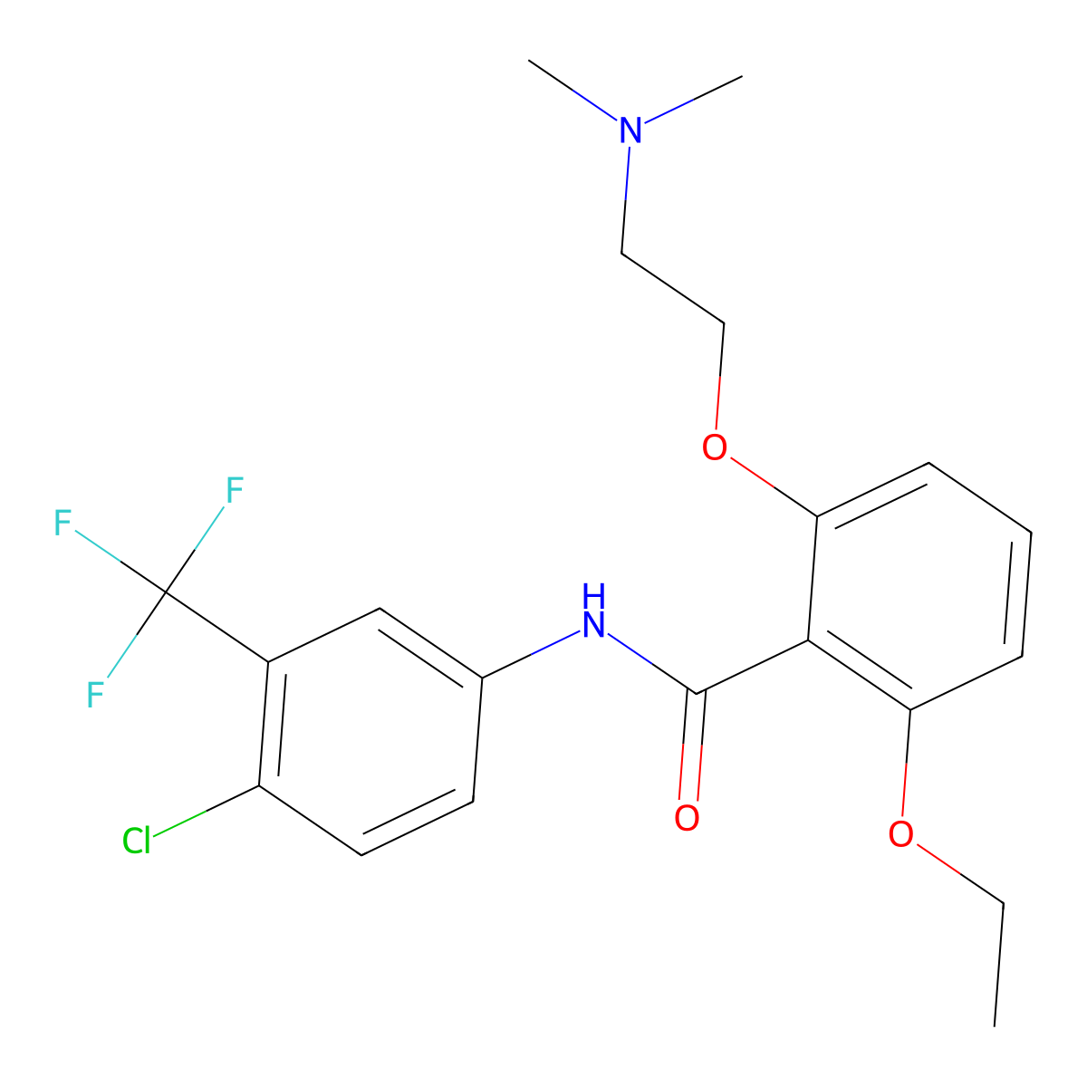N-(4-Chloro-3-(trifluoromethyl)phenyl)-2-(2-(dimethylamino)ethoxy)-6-ethoxybenzamide molecular structure, CAS 1311423-89-8