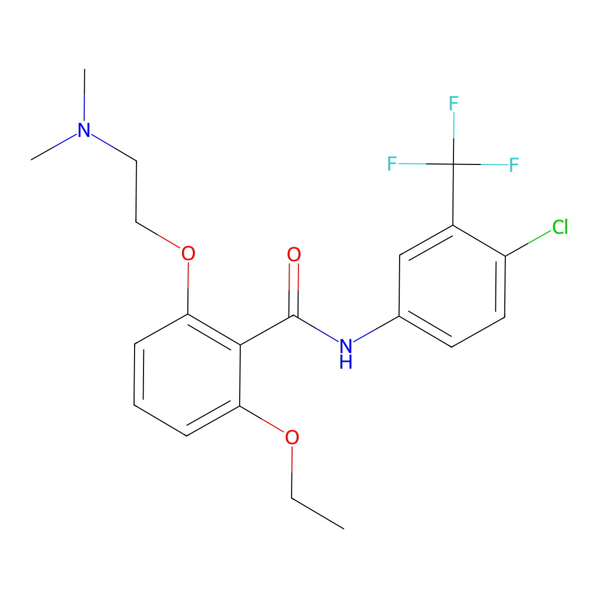 N-(4-Chloro-3-(trifluoromethyl)phenyl)-2-(2-(dimethylamino)ethoxy)-6-ethoxybenzamide molecular structure, CAS 1311423-89-8