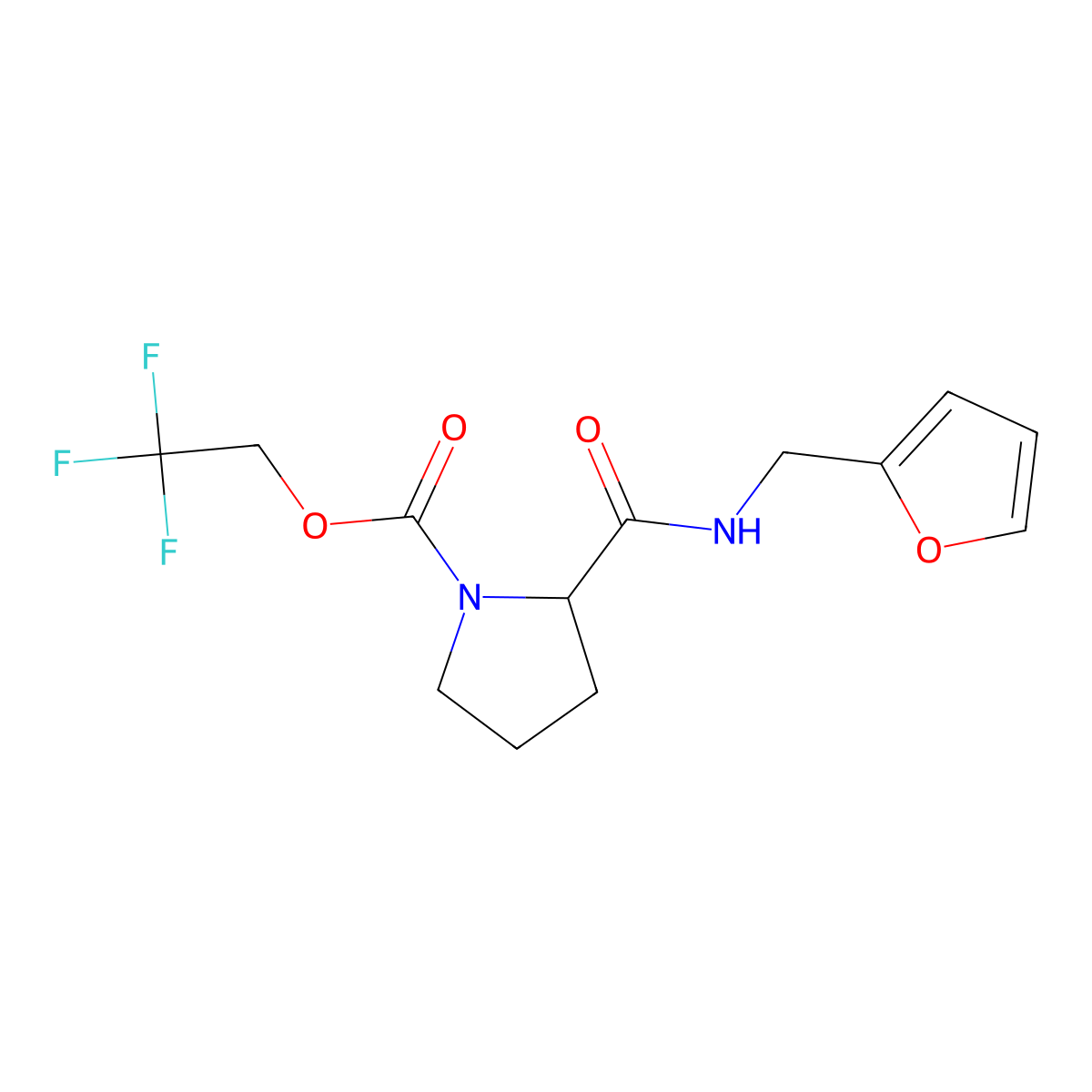 2,2,2-Trifluoroethyl 2-[(furan-2-ylmethyl)carbamoyl]pyrrolidine-1-carboxylate molecular structure, CAS 1311435-28-5