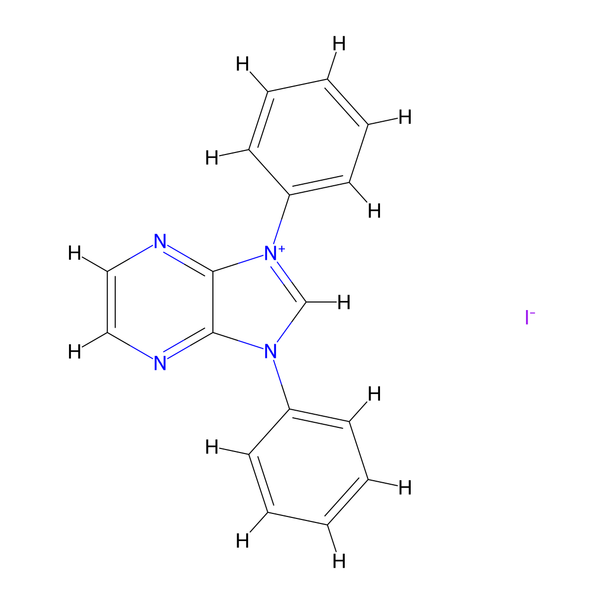 1,3-Diphenyl-1H-imidazo[4,5-b]pyrazin-3-ium iodide molecular structure, CAS 1311465-22-1