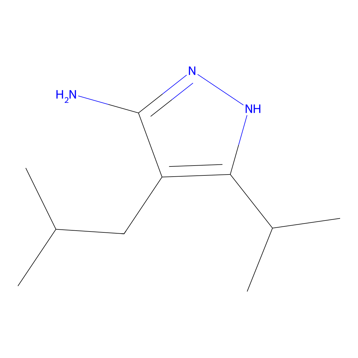 4-(2-methylpropyl)-3-(propan-2-yl)-1H-pyrazol-5-amine molecular structure, CAS 1311492-10-0