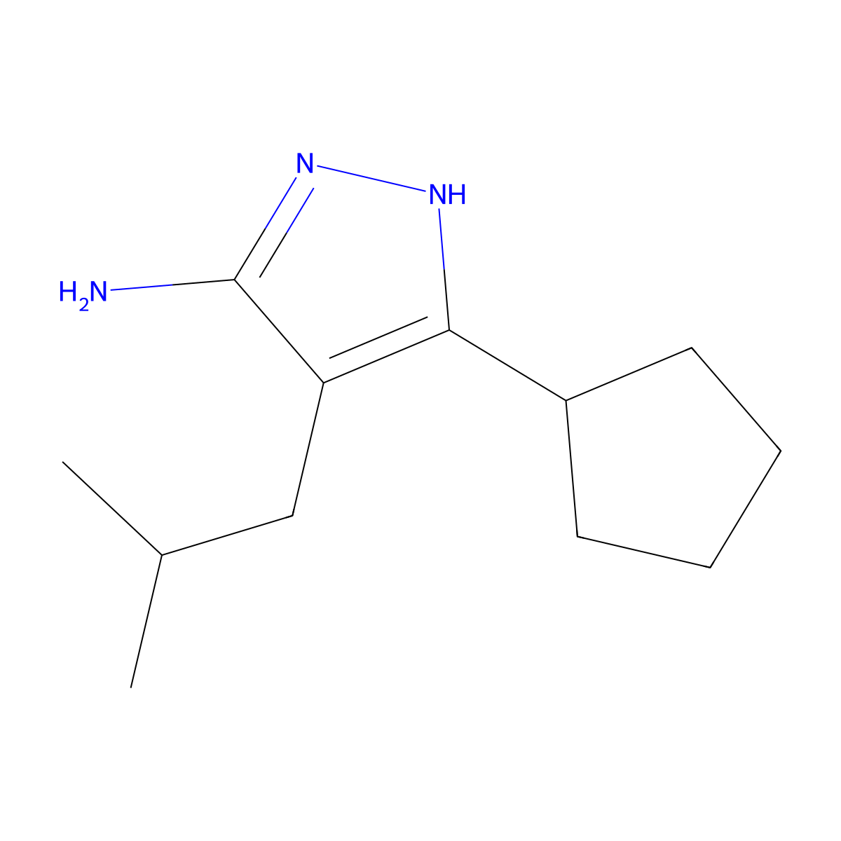 3-Cyclopentyl-4-isobutyl-1h-pyrazol-5-amine molecular structure, CAS 1311492-41-7