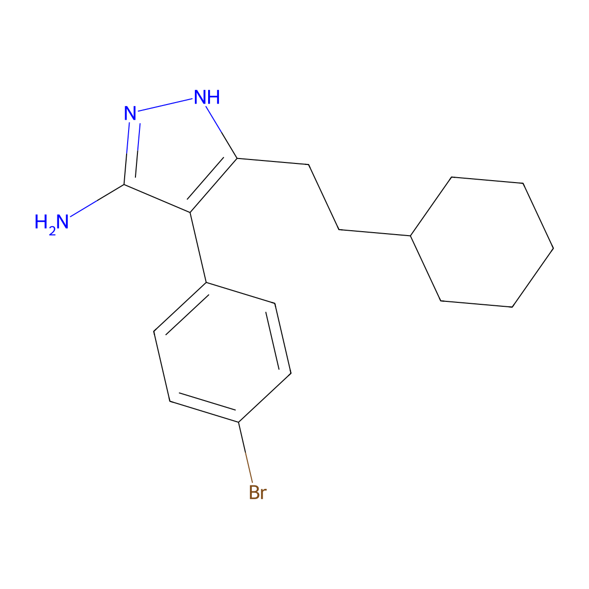4-(4-bromophenyl)-3-(2-cyclohexylethyl)-1H-pyrazol-5-amine molecular structure, CAS 1311506-40-7