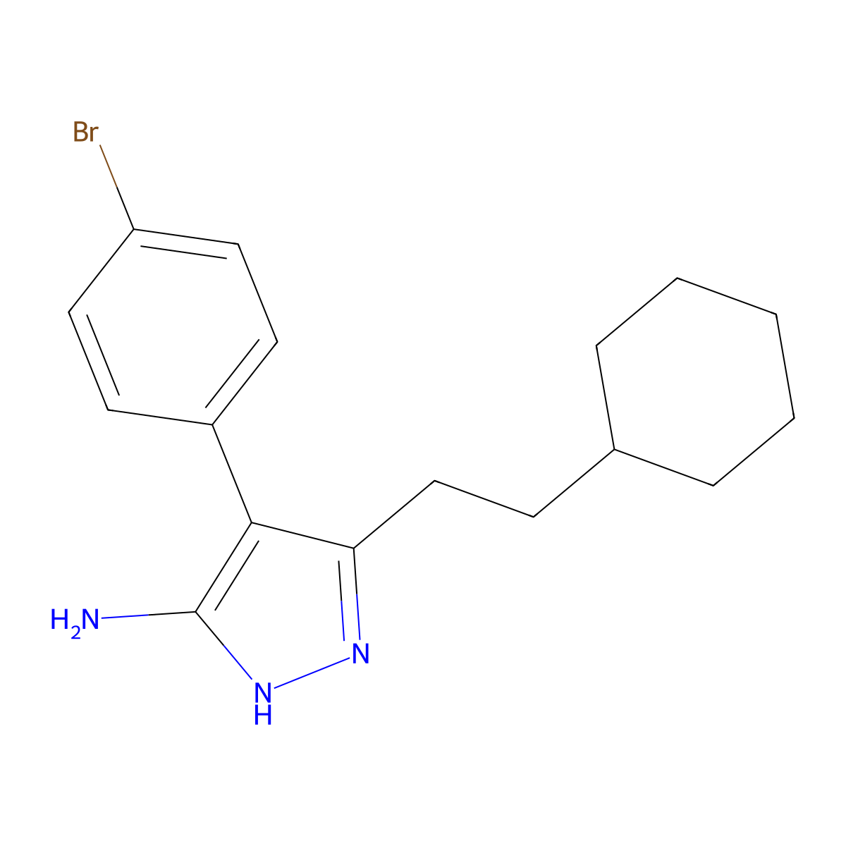 4-(4-bromophenyl)-3-(2-cyclohexylethyl)-1H-pyrazol-5-amine molecular structure, CAS 1311506-40-7