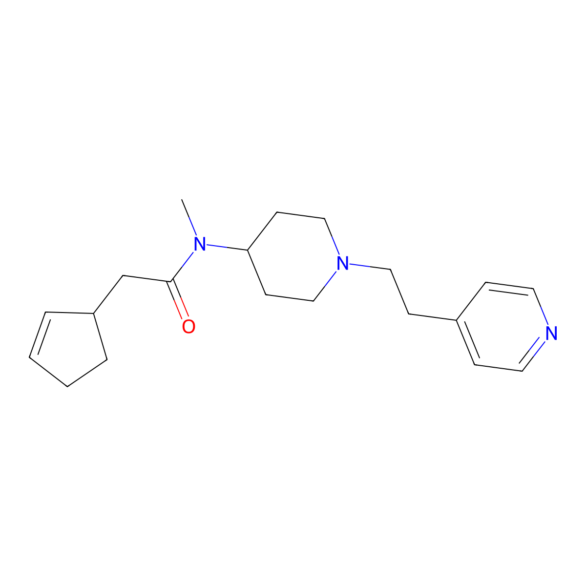 2-(cyclopent-2-en-1-yl)-N-methyl-N-{1-[2-(pyridin-4-yl)ethyl]piperidin-4-yl}acetamide molecular structure, CAS 1311527-38-4