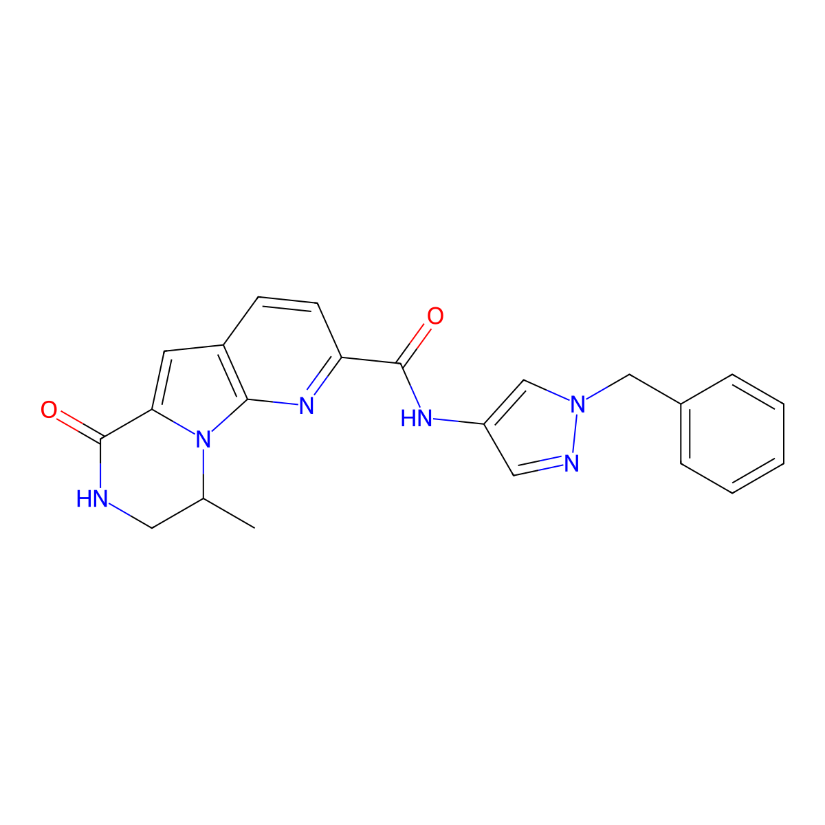 (R)-N-(1-Benzyl-1H-pyrazol-4-yl)-9-methyl-6-oxo-6,7,8,9-tetrahydropyrido[3',2':4,5]pyrrolo[1,2-a]pyrazine-2-carboxamide molecular structure, CAS 1311568-50-9