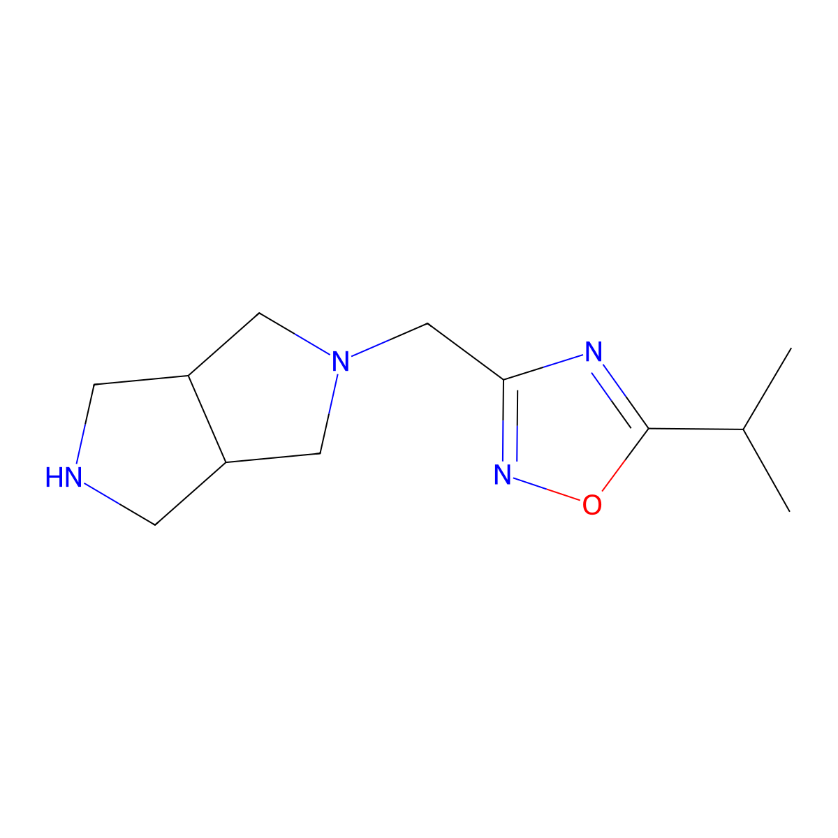3-({Octahydropyrrolo[3,4-c]pyrrol-2-yl}methyl)-5-(propan-2-yl)-1,2,4-oxadiazole molecular structure, CAS 1311569-63-7