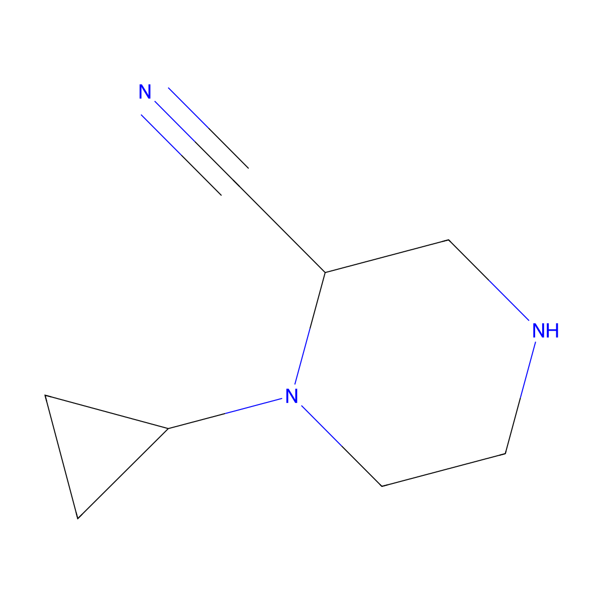 1-Cyclopropylpiperazine-2-carbonitrile molecular structure, CAS 1311569-64-8