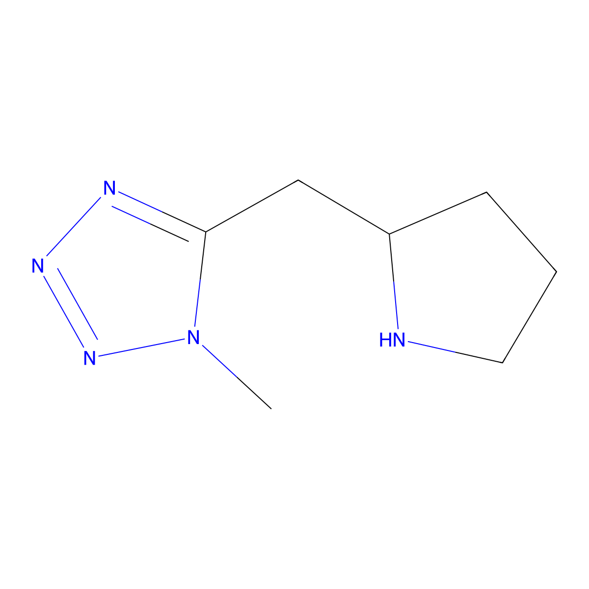 1-methyl-5-[(pyrrolidin-2-yl)methyl]-1H-1,2,3,4-tetrazole molecular structure, CAS 1311569-66-0