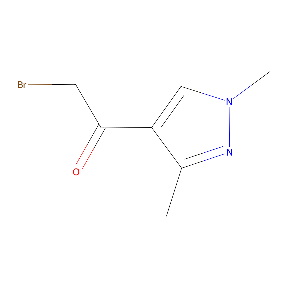 2-bromo-1-(1,3-dimethyl-1H-pyrazol-4-yl)ethan-1-one molecular structure, CAS 1311569-68-2