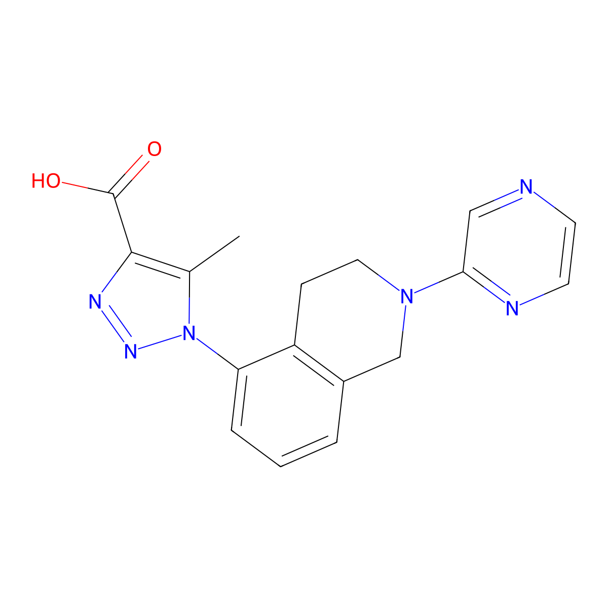 5-Methyl-1-(2-(pyrazin-2-yl)-1,2,3,4-tetrahydroisoquinolin-5-yl)-1H-1,2,3-triazole-4-carboxylic acid molecular structure, CAS 1311569-73-9
