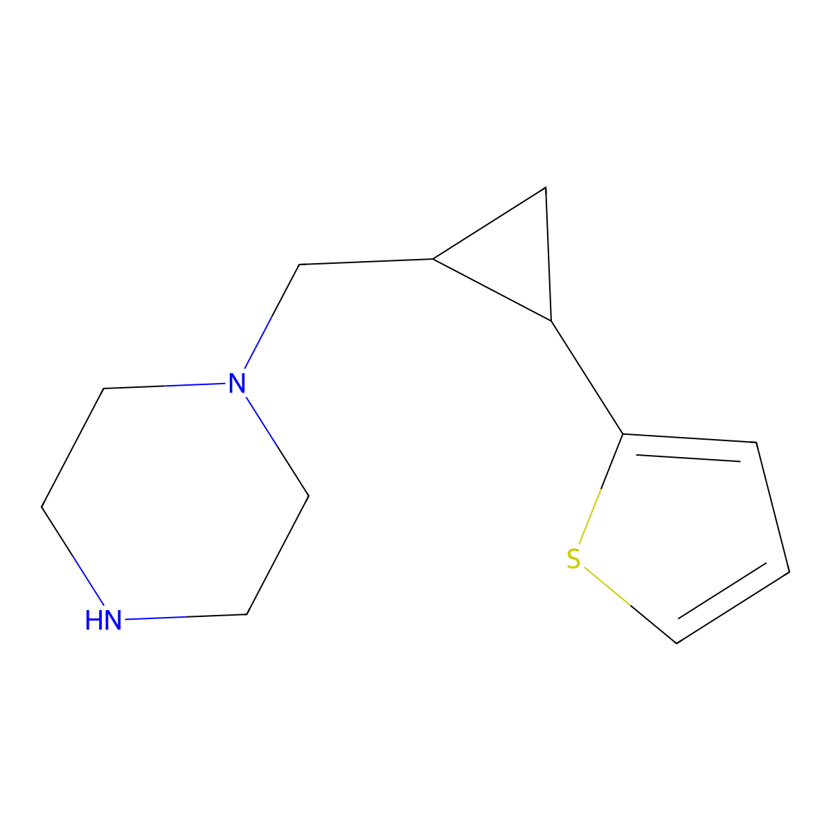 1-{[2-(Thiophen-2-yl)cyclopropyl]methyl}piperazine molecular structure, CAS 1311569-74-0