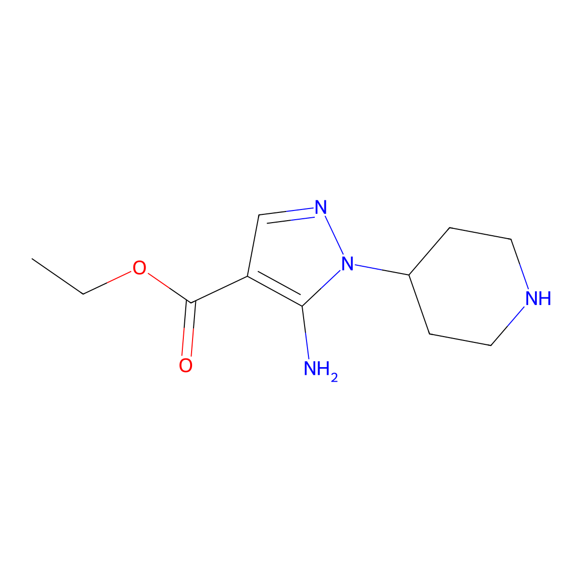 Ethyl 5-amino-1-(piperidin-4-yl)-1H-pyrazole-4-carboxylate molecular structure, CAS 1311569-78-4