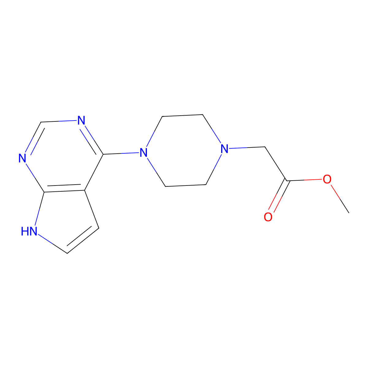 methyl 2-(4-{7H-pyrrolo[2,3-d]pyrimidin-4-yl}piperazin-1-yl)acetate molecular structure, CAS 1311597-98-4