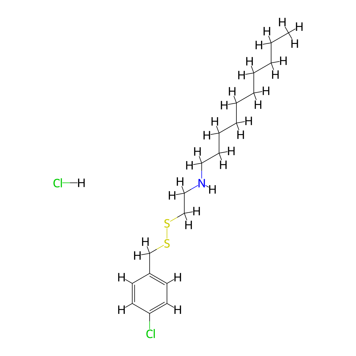 N-(2-((p-Chlorobenzyl)dithio)ethyl)decylamine hydrochloride molecular structure, CAS 13116-77-3
