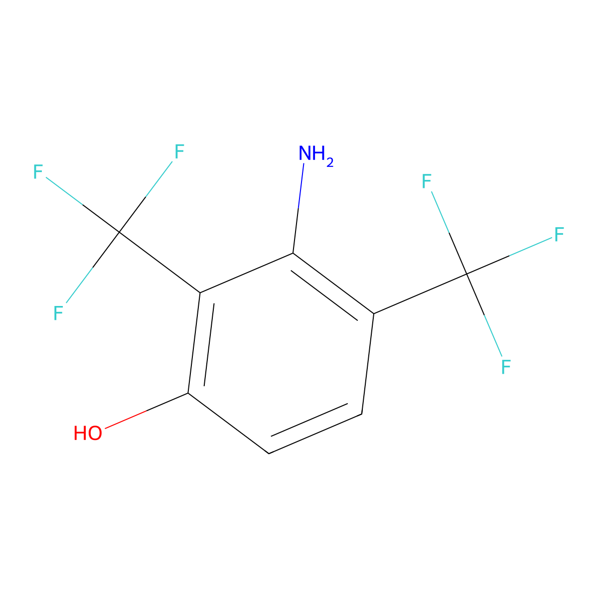 3-Amino-2,4-bis(trifluoromethyl)phenol molecular structure, CAS 131161-66-5