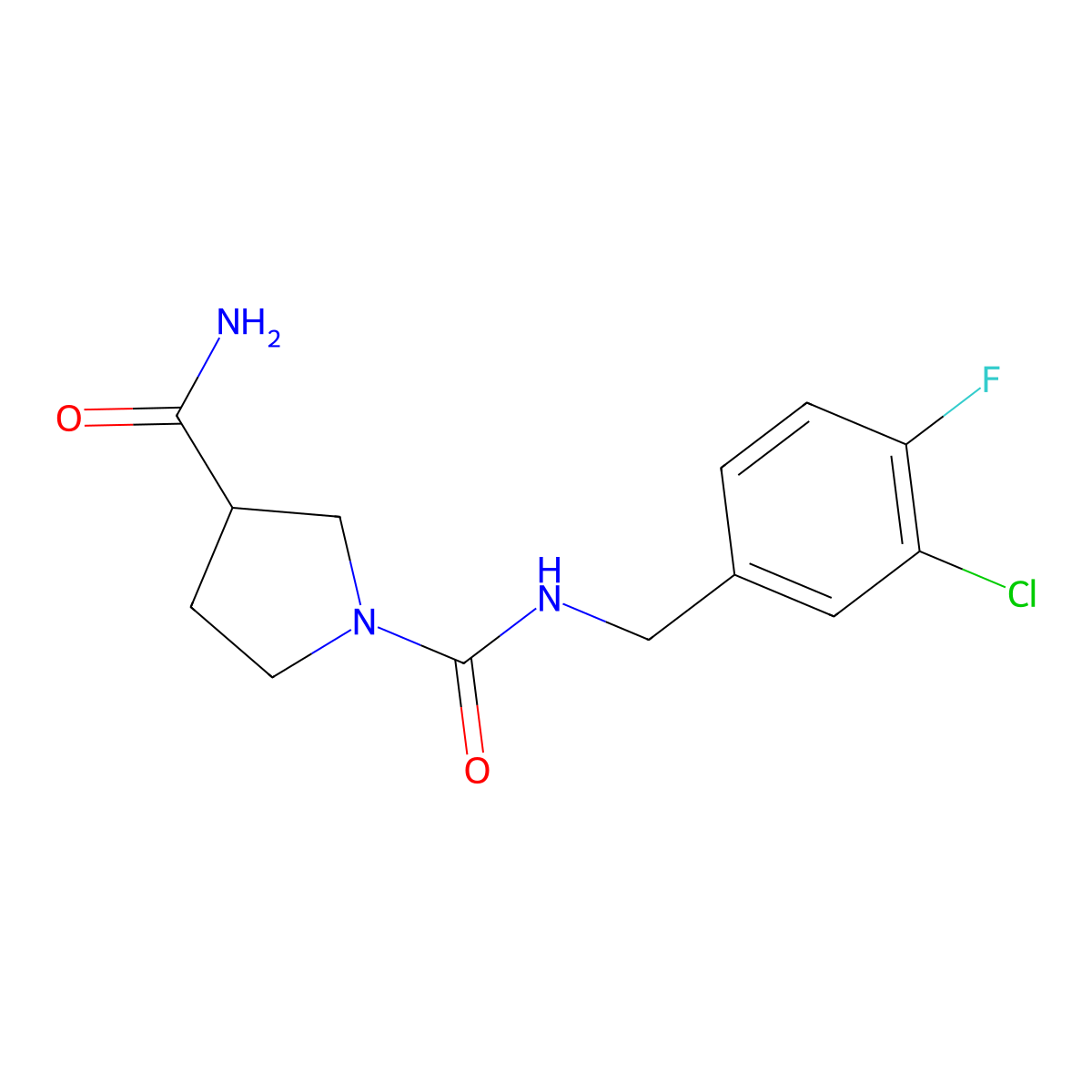 N1-[(3-chloro-4-fluorophenyl)methyl]pyrrolidine-1,3-dicarboxamide molecular structure, CAS 1311638-84-2