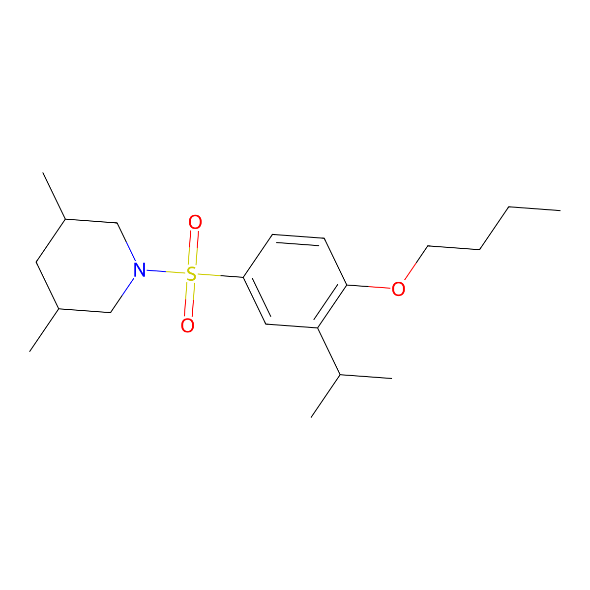 1-[4-Butoxy-3-(propan-2-yl)benzenesulfonyl]-3,5-dimethylpiperidine molecular structure, CAS 1311650-40-4