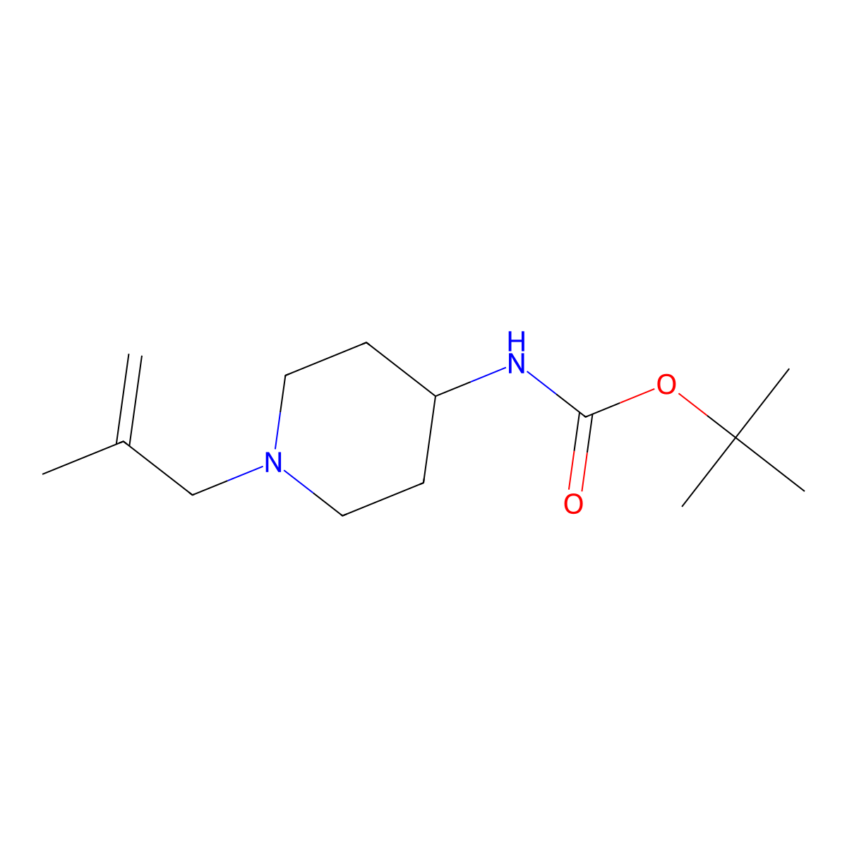 tert-butyl N-[1-(2-methylprop-2-en-1-yl)piperidin-4-yl]carbamate molecular structure, CAS 1311656-51-5