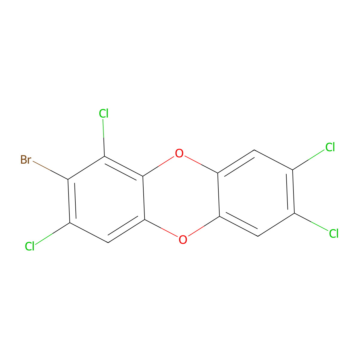 2-Bromo-1,3,7,8-tetrachlorodibenzo-p-dioxin molecular structure, CAS 131167-13-0