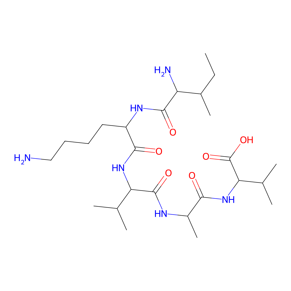 Isoleucyl-lysyl-valyl-alanyl-valine molecular structure, CAS 131167-89-0