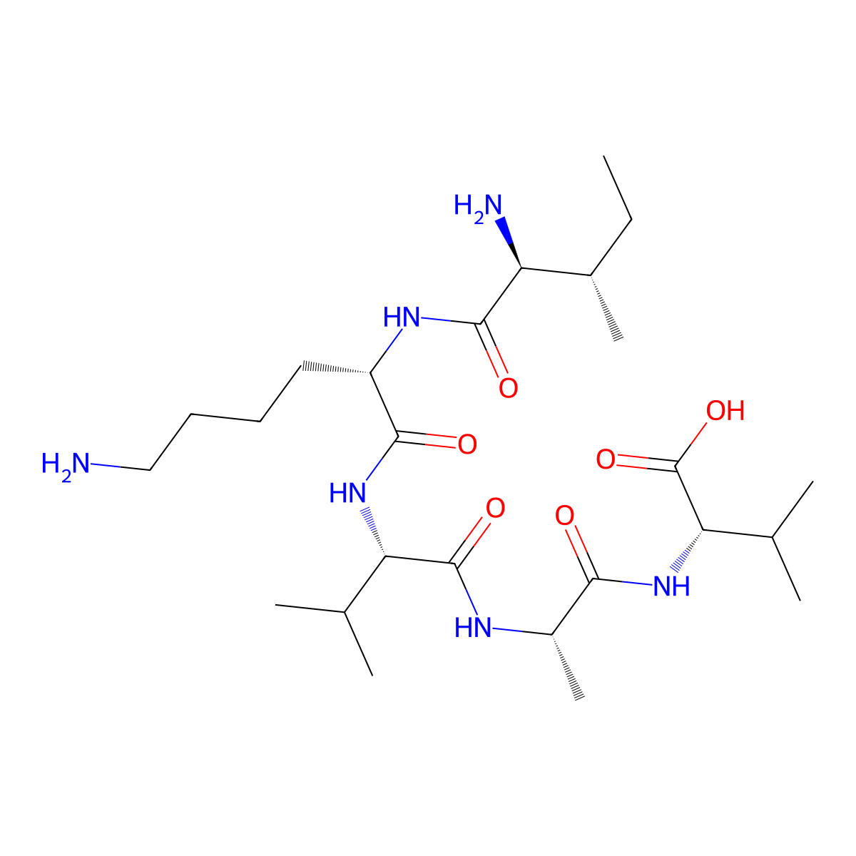 Isoleucyl-lysyl-valyl-alanyl-valine molecular structure, CAS 131167-89-0