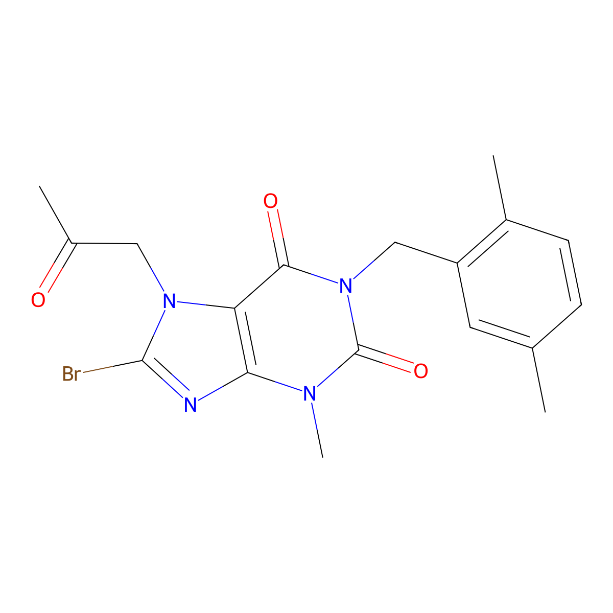 8-bromo-1-[(2,5-dimethylphenyl)methyl]-3-methyl-7-(2-oxopropyl)-2,3,6,7-tetrahydro-1H-purine-2,6-dione molecular structure, CAS 1311671-78-9