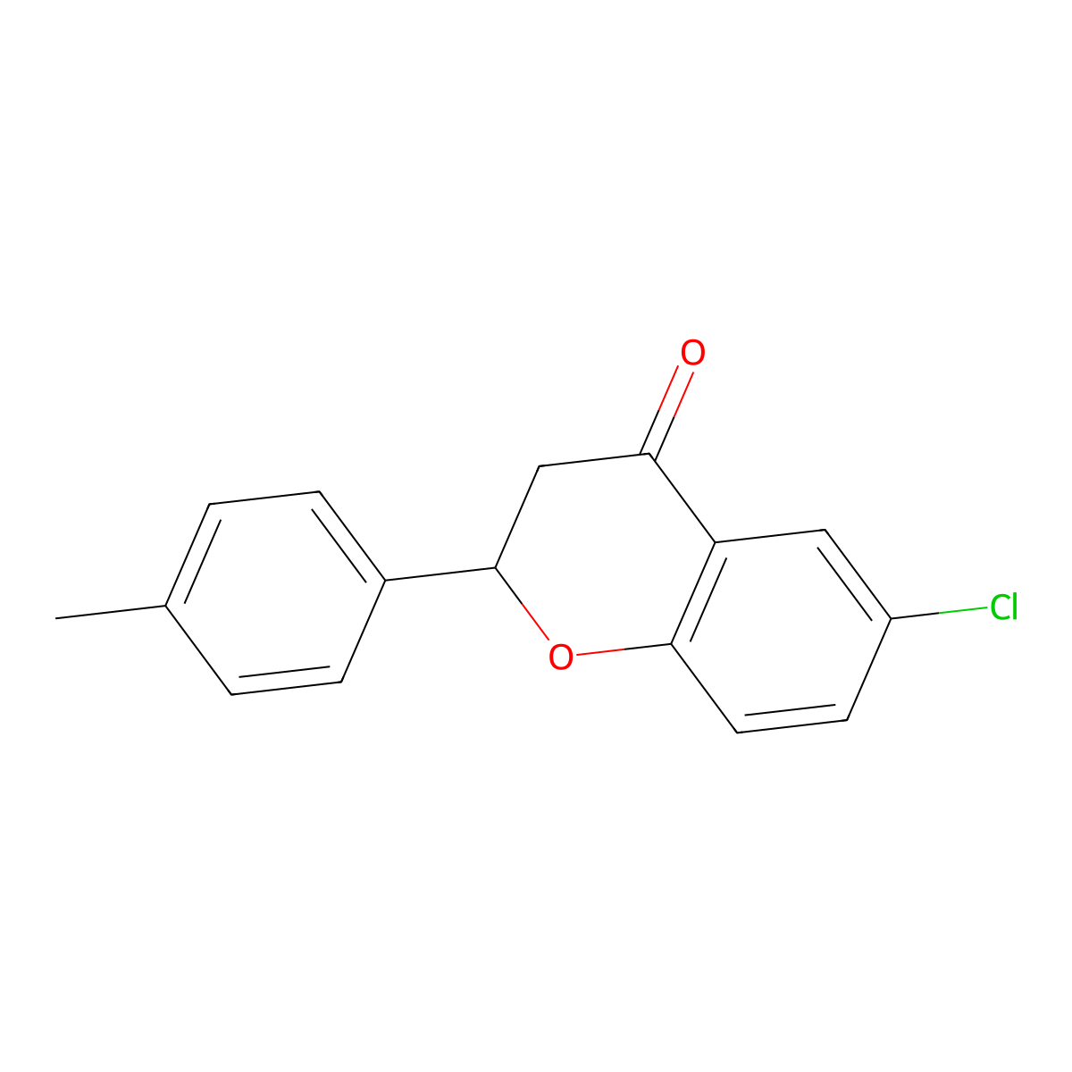 4H-1-Benzopyran-4-one, 6-chloro-2,3-dihydro-2-(4-methylphenyl)-, (S)- molecular structure, CAS 131168-60-0