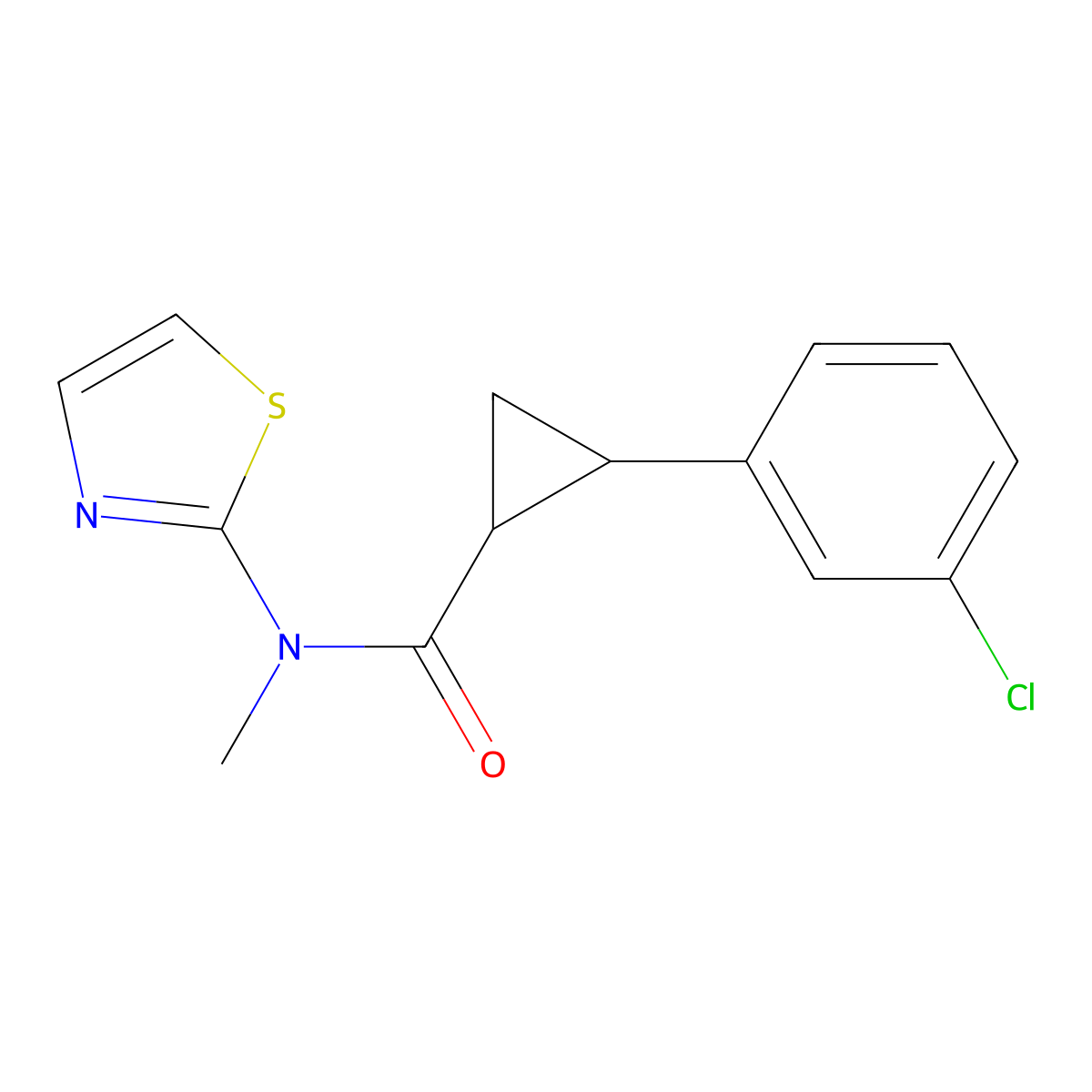 Cyclopropanecarboxamide, 2-(3-chlorophenyl)-N-methyl-N-2-thiazolyl- molecular structure, CAS 1311684-23-7