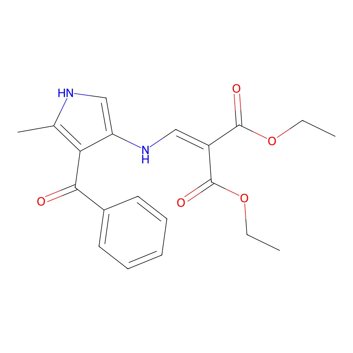 diethyl 2-{[(4-benzoyl-5-methyl-1H-pyrrol-3-yl)amino]methylene}malonate molecular structure, CAS 131169-01-2