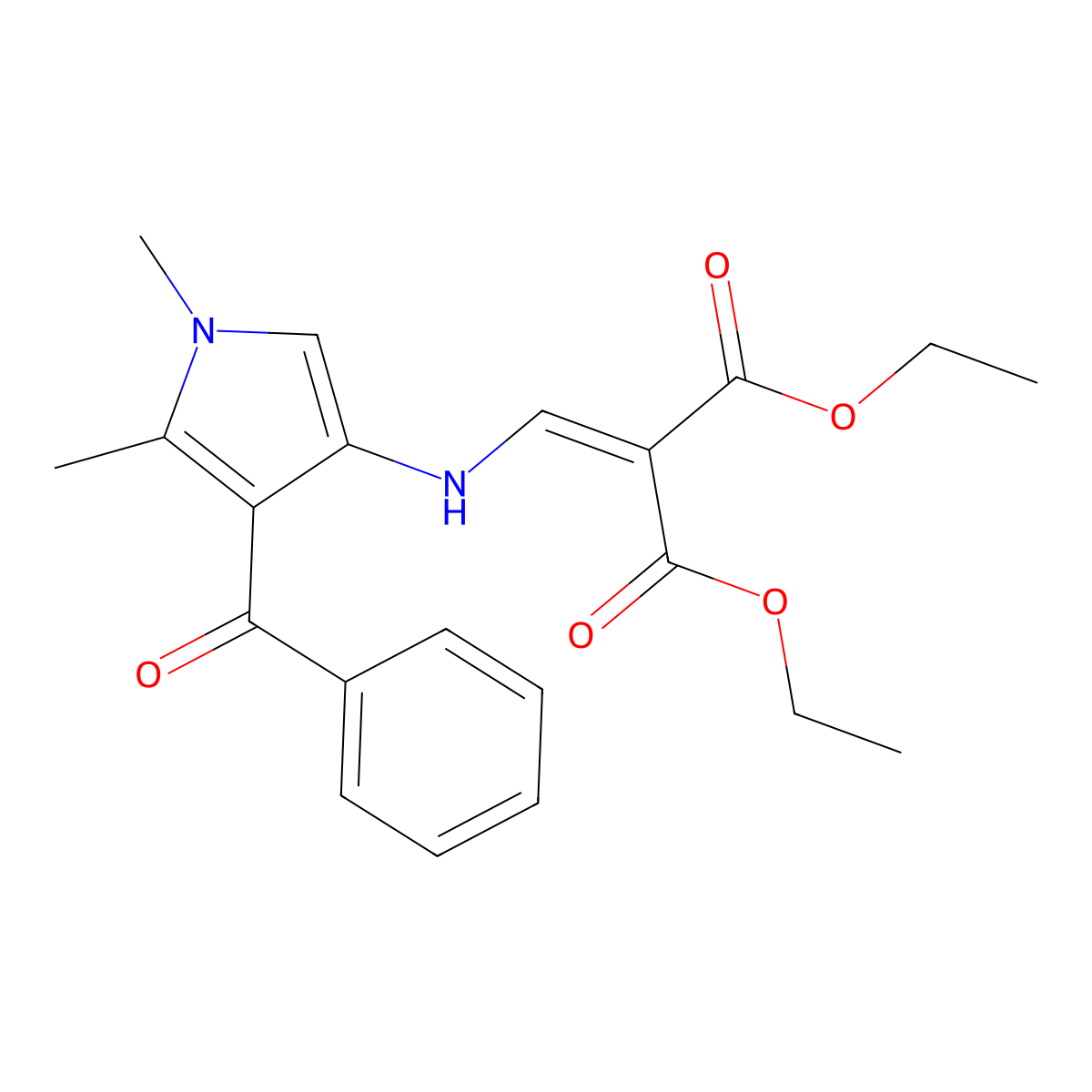 diethyl 2-{[(4-benzoyl-1,5-dimethyl-1H-pyrrol-3-yl)amino]methylene}malonate molecular structure, CAS 131169-02-3