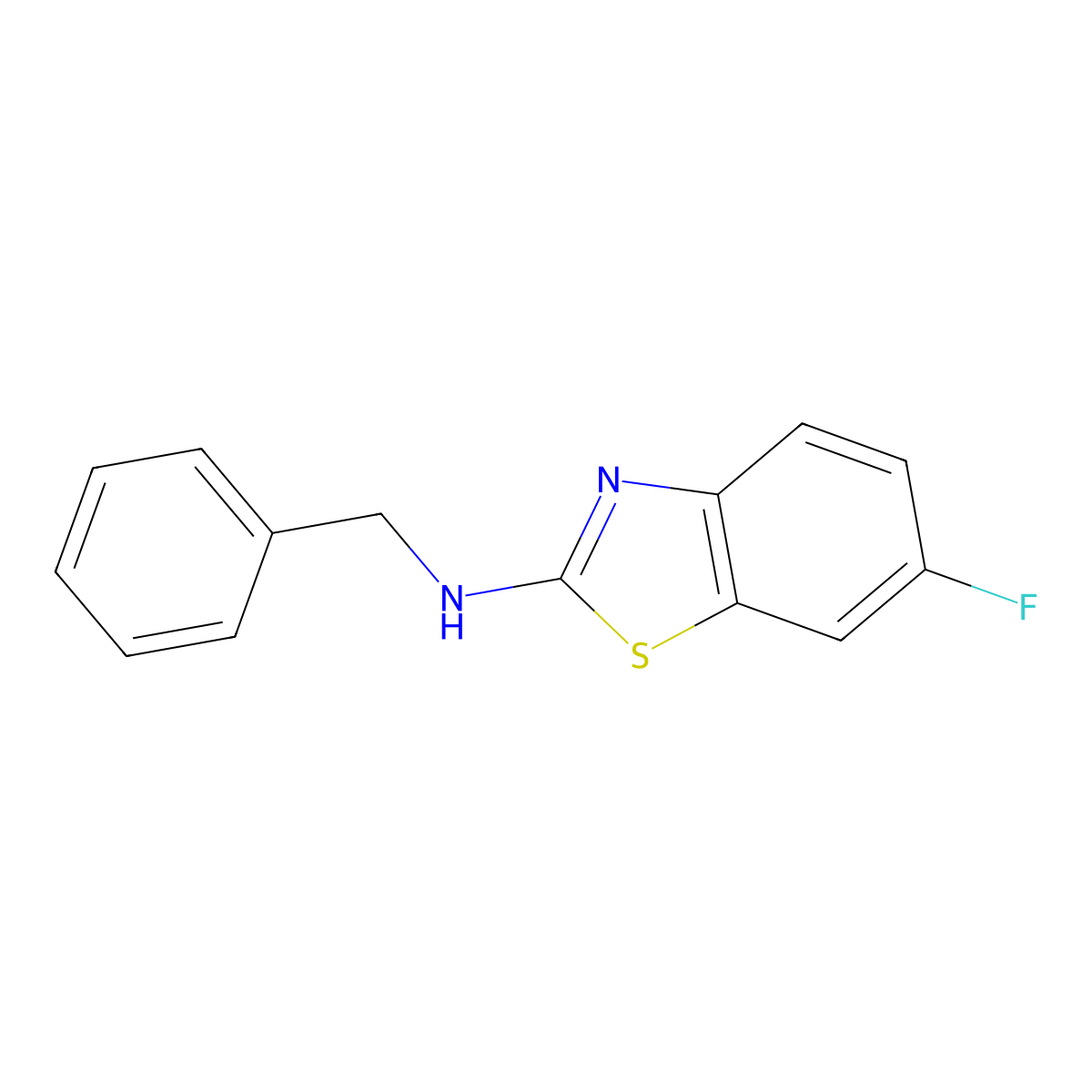 N-benzyl-6-fluoro-1,3-benzothiazol-2-amine molecular structure, CAS 131169-64-7