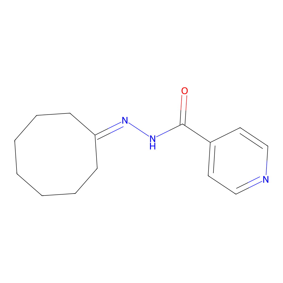 Isonicotinic acid, cyclooctylidenehydrazide molecular structure, CAS 13117-17-4