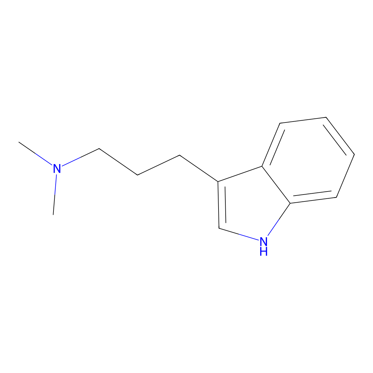N,N-Dimethylhomotryptamine molecular structure, CAS 13117-35-6