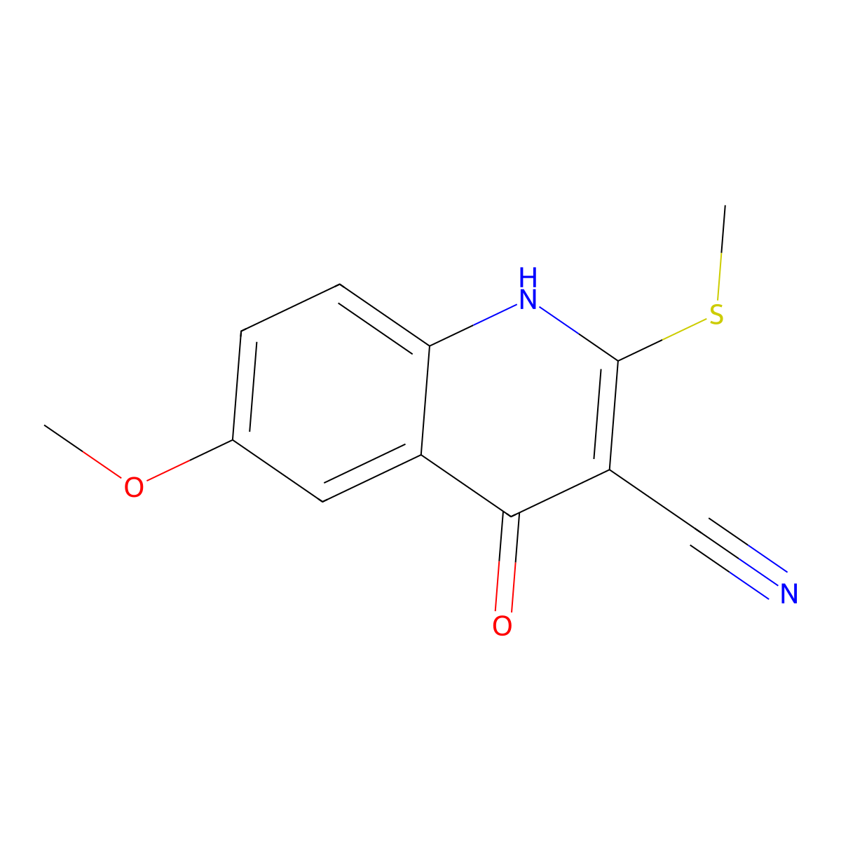 4-Hydroxy-6-methoxy-2-(methylthio)quinoline-3-carbonitrile molecular structure, CAS 131170-51-9