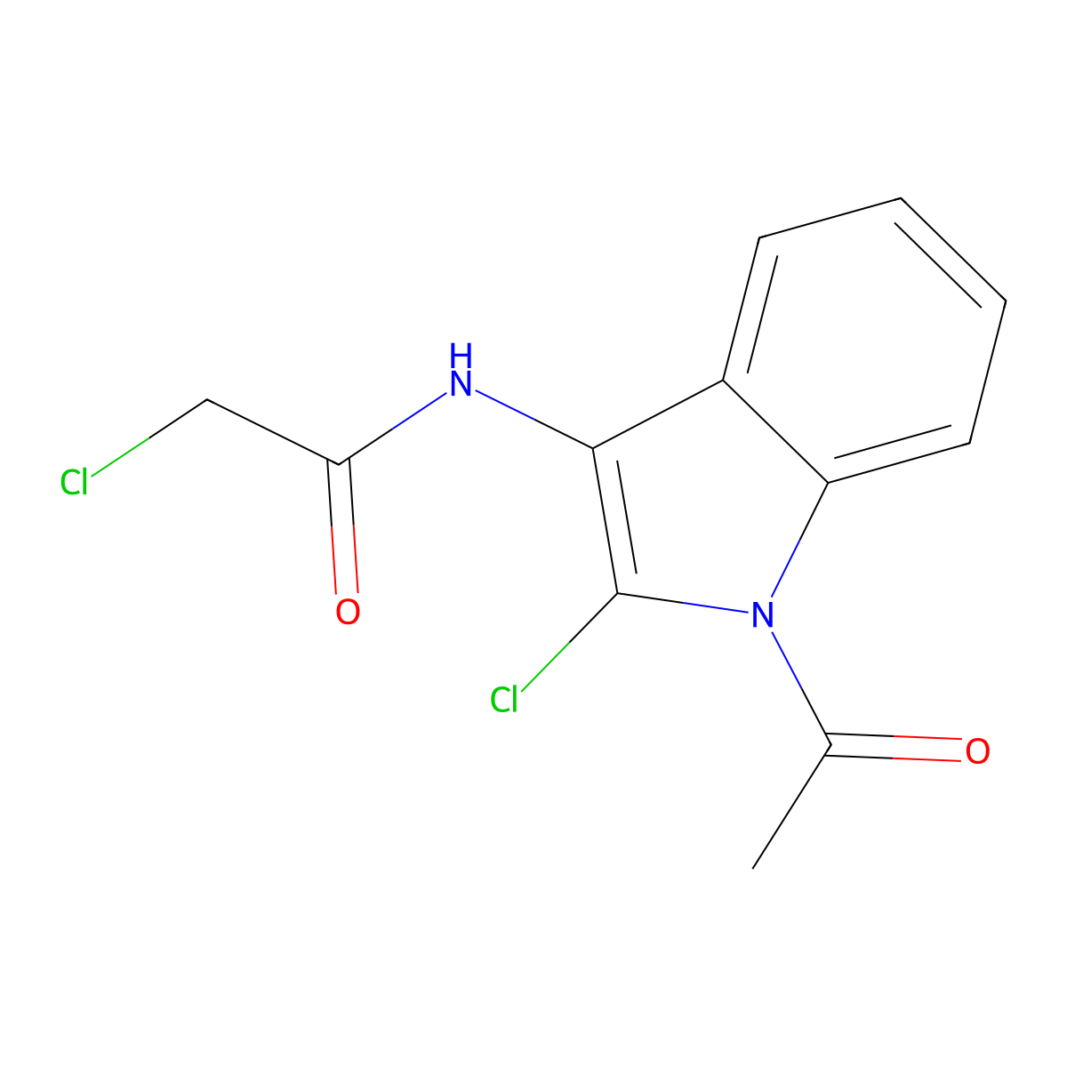 N-(1-acetyl-2-chloroindol-3-yl)-2-chloroacetamide molecular structure, CAS 131172-51-5