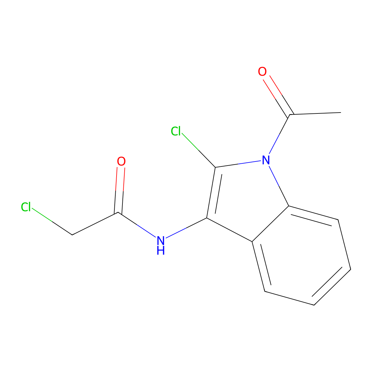 N-(1-acetyl-2-chloroindol-3-yl)-2-chloroacetamide molecular structure, CAS 131172-51-5
