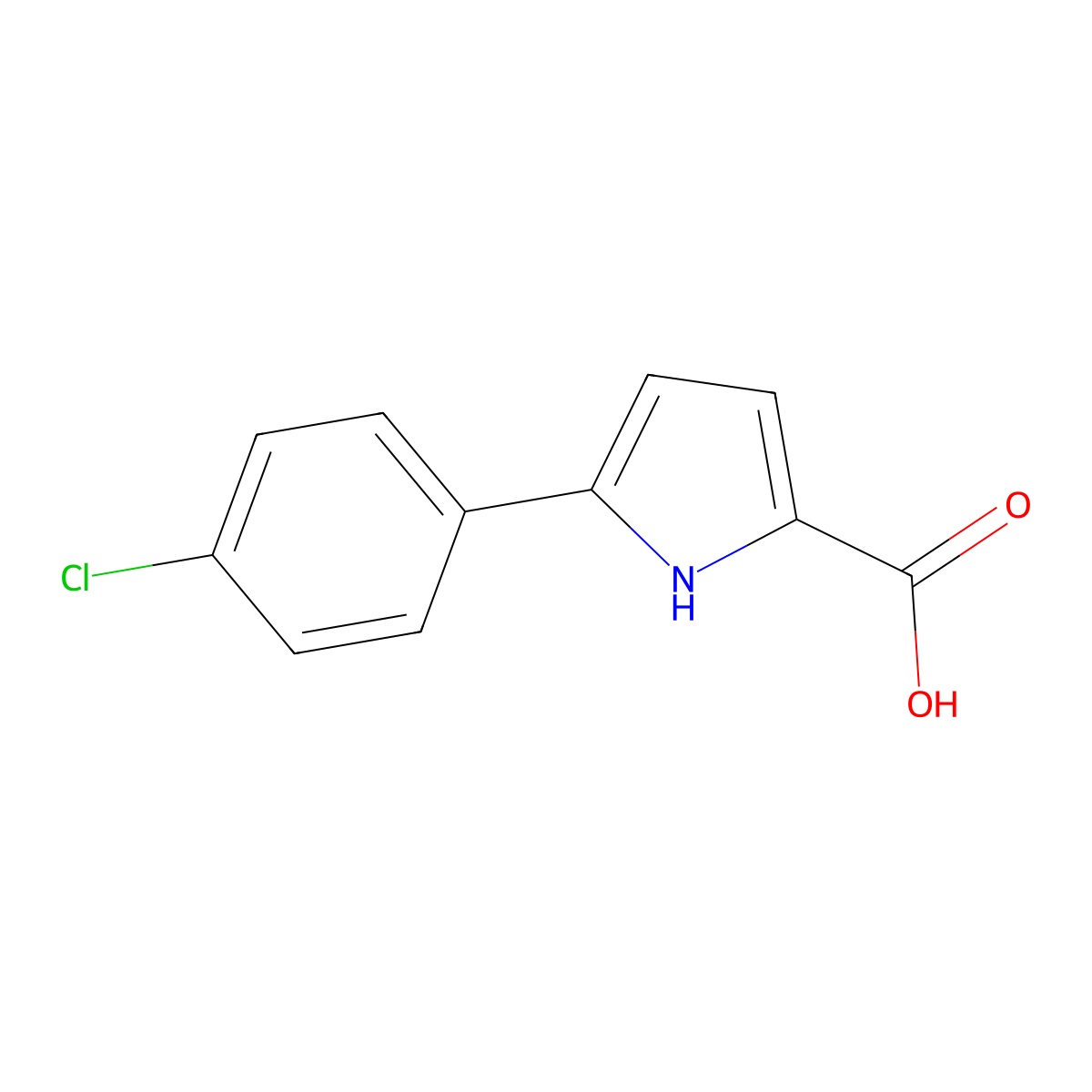 5-(4-chlorophenyl)-1H-pyrrole-2-carboxylic Acid molecular structure, CAS 131172-61-7