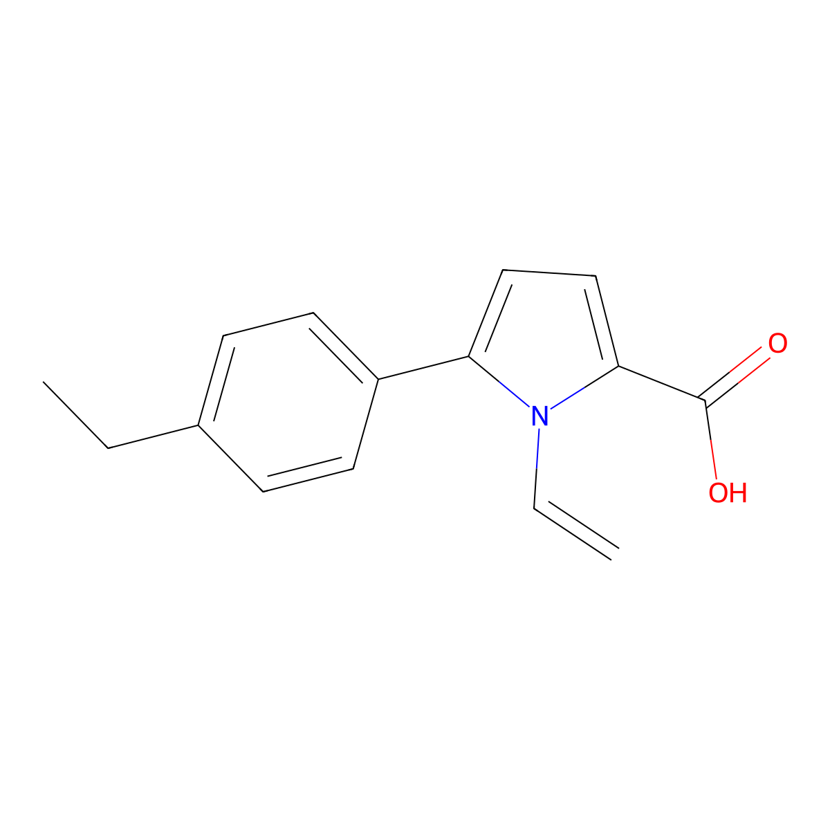 5-(4-Ethyl-phenyl)-1-vinyl-1H-pyrrole-2-carboxylic acid molecular structure, CAS 131172-67-3