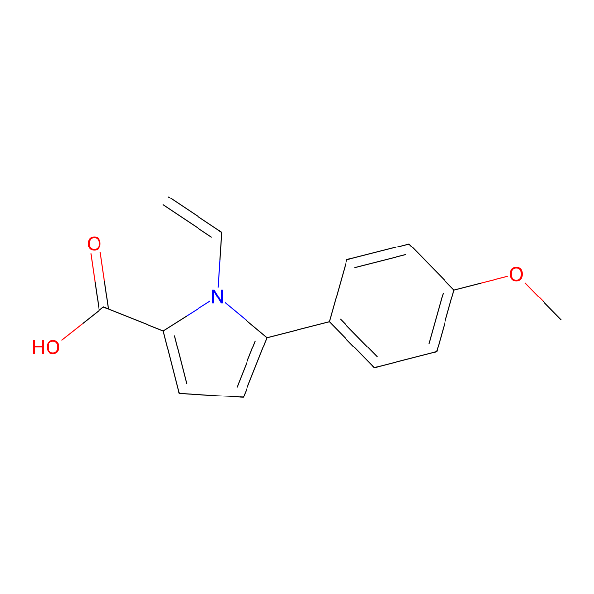 5-(4-Methoxy-phenyl)-1-vinyl-1H-pyrrole-2-carboxylic acid molecular structure, CAS 131172-68-4